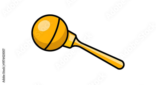 A vibrant yellow baby rattle toy on a white background