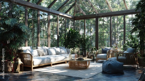 conservatory interior design with natural sunlight