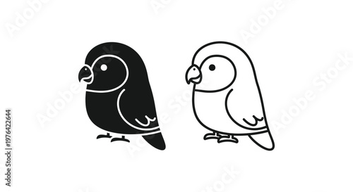 Black and White Lovebirds Cute Pairs Design Vector