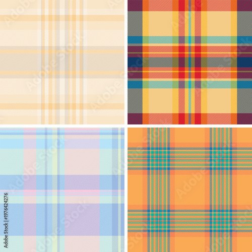 Plaid bundle for fashion, stationery, and home interiors. Coordinated tartan repeats enhance project aesthetics.