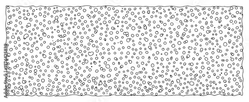 One line drawing of a dense bubble texture with many small circles