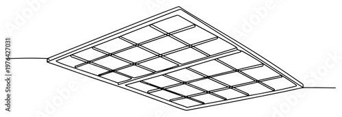 Perspective view of a rectangular grid or metal floor panel in one line art