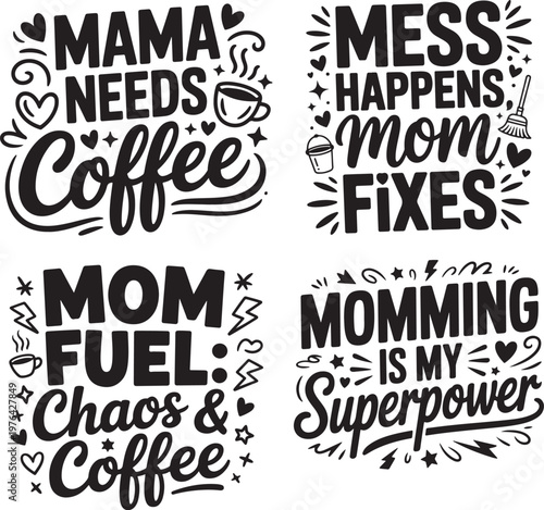 Funny Mom Life SVG Bundle – Messy Bun & Tired Mom Quotes for T-Shirts, Cricut & Crafts