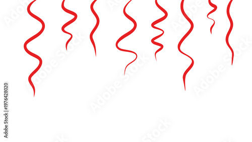 Canvastavla Transparent Red Streamers Illustration: Festive Celebration Decorations, Party E