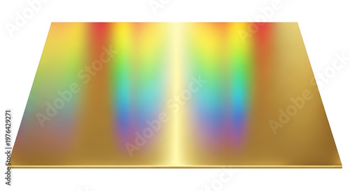 A vibrant gold holographic foil background with a rainbow color effect and a shiny metallic texture