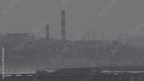 Wallpaper Mural Power Plant Smokestacks Compressed Through Telephoto Haze Torontodigital.ca