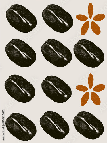 Coffee Beans a retro poster icon for coffee