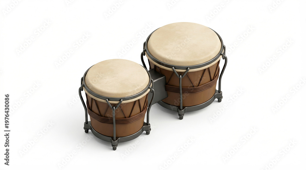 Obraz premium Two brown drums with beige tops on stands indoors
