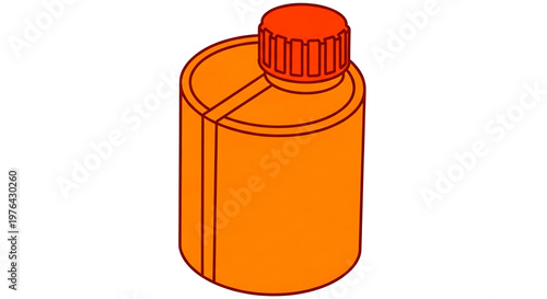 A vibrant orange vector graphic illustration of a plastic bottle with a screw-on cap