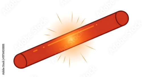 A vibrant red hot glowing cylinder icon with radiant lines on a white background
