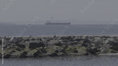 Wallpaper Mural Coastal Seascape With Distant Cargo Ship and Catalina Island Torontodigital.ca