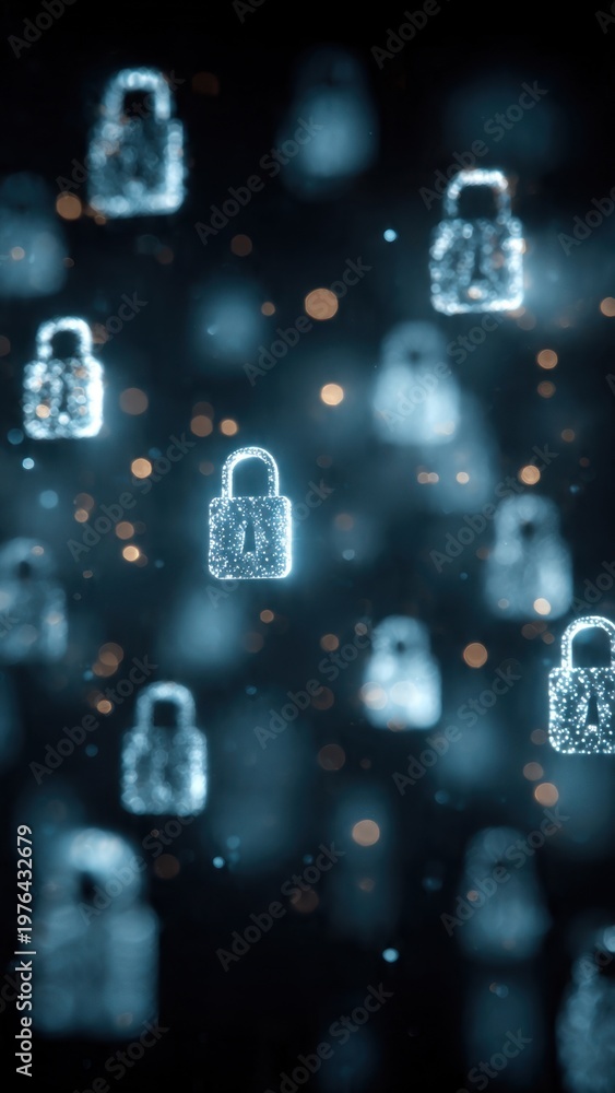 Fototapeta premium Digital Locks Floating in Cyber Space
