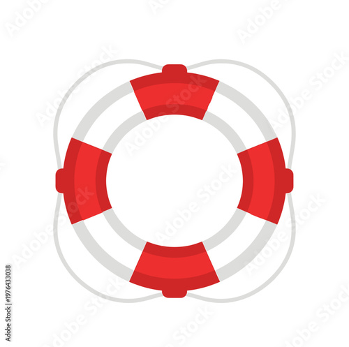 Red and white lifebuoy ring for marine safety and emergency water rescue