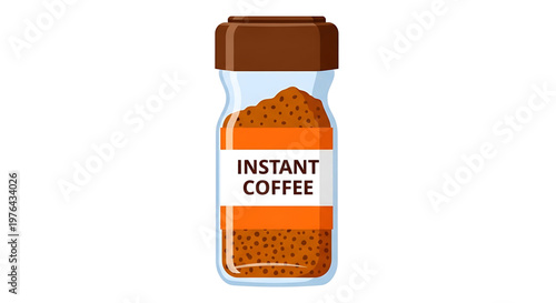 A vector graphic illustration of a jar of instant coffee on a white background