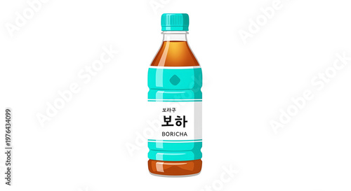 A vector graphic illustration of a Boricha bottle with Korean labeling on a white background
