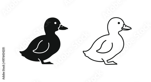 Duck Silhouette Designs Male Female Pair Icons Vector