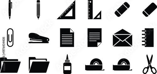 Flat lay office and school supplies set with copy space for branding  