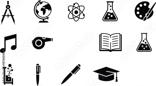 Flat design education and science icons set for learning and innovation  