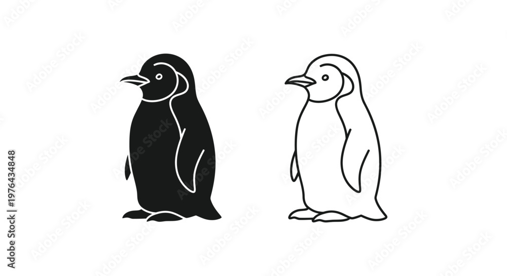 Obraz premium Penguin Illustrations Simple Black White Designs Vector