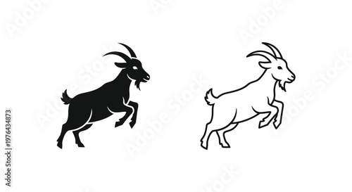 Goat Symbols Black  White Goat Illustrations  Meanings Vector