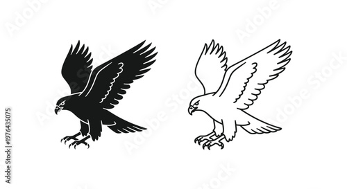 Eagle Symbols Powerful Black  White Bird Emblems Vector
