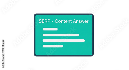 A vector graphic illustration of a SERP content answer box with a teal background and white text on a plain white background