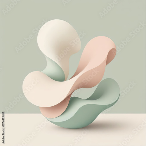Balance of Life as abstract, minimalist, opposing organic forms, gently counterbalancing across negative space, soft calming pastel tones, representing harmony and emotional equilibrium.eps