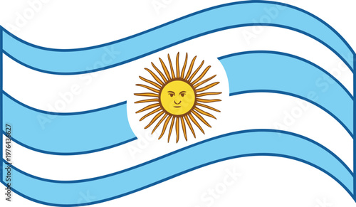 Waving argentine flag with sun symbol argentina yellow sun