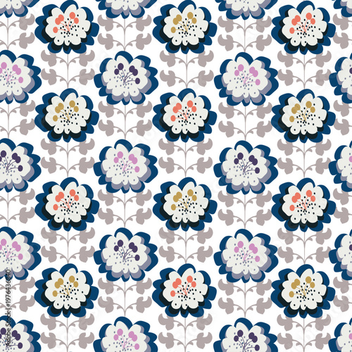 Fleurs graphiques en rayure pour imprimé de tissu au raccord