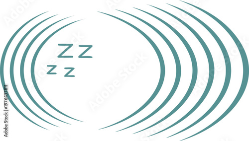 Teal sleep with curved lines and zzz symbol