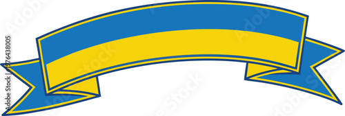 Ukrainian statehood day label with blue and yellow flag colors ukrainian flag ribbon banner
