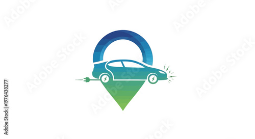 Electric Car Charging Station Location Icon - Eco-Friendly Transportation Concept