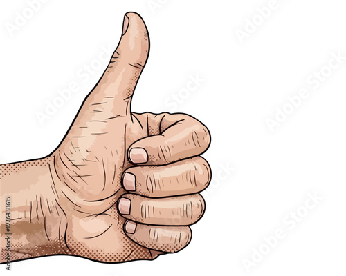 Thumbs Up Illustration: A detailed hand illustration with thumb upright, representing approval and agreement. Perfect for conveying a positive message.
