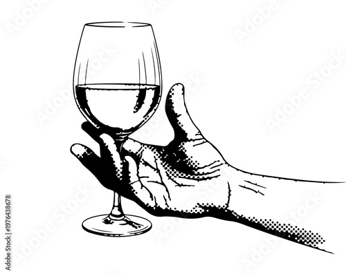 Cheers to Sophistication: A graceful hand cradles a delicate wine glass, symbolizing taste, elegance, and the refined pleasure of a moment's pause.