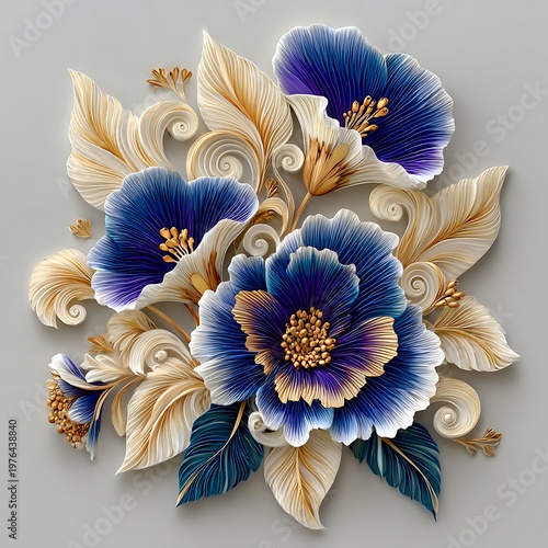 Luxury blue and cream flower arrangement high resolution picture