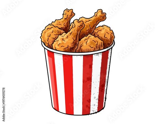Golden Fried Chicken Bucket: A tantalizing bucket of golden, crispy fried chicken, a perfect comfort food.