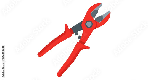 A vector graphic illustration of red pliers on a white background