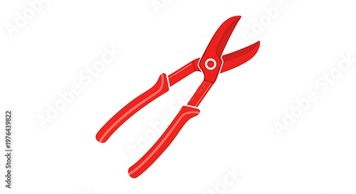 A vector graphic of red pruning shears on a white background