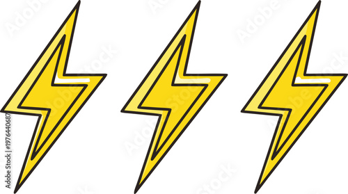 Yellow cartoon lightning bolt with black outline
