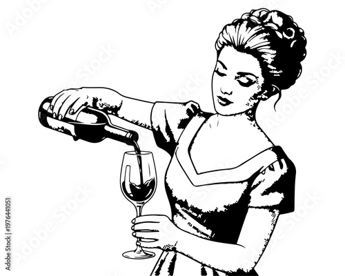 Serene Wine Pour: A sophisticated individual elegantly pours rich wine into a crystal glass, showcasing a moment of refined relaxation.