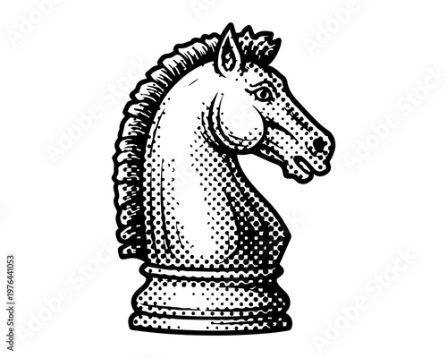 Chess Knight: An illustration of a chess knight piece, a symbol of strategy, intelligence, and skillful moves in the game of chess.