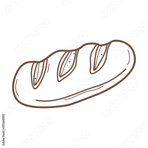 Bread loaf hand drawn icon bakery food illustration