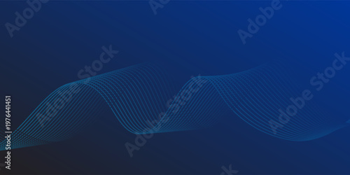 Abstract background with waves for banner. Medium banner size. Vector background with lines. Element for design isolated on white. Blue colors. Ocean, sea, water