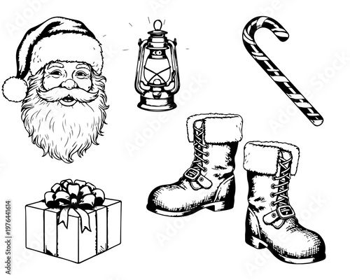 Festive Holiday Icons: A collection of charming, hand-drawn illustrations captures the essence of the season's joy, offering a warm invitation to the spirit of celebration.