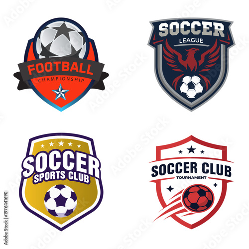 Soccer Club Badges: A vibrant collection of soccer club badges showcases the dynamic emblems of team spirit, embodying passion and competition.