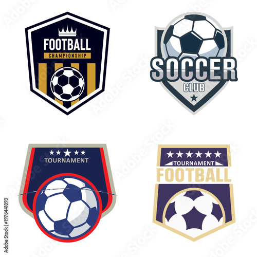 Soccer Club Emblems: A collection of vibrant emblems, symbols of team pride, and competition. Representing soccer and its clubs. These images of tournament and championship.