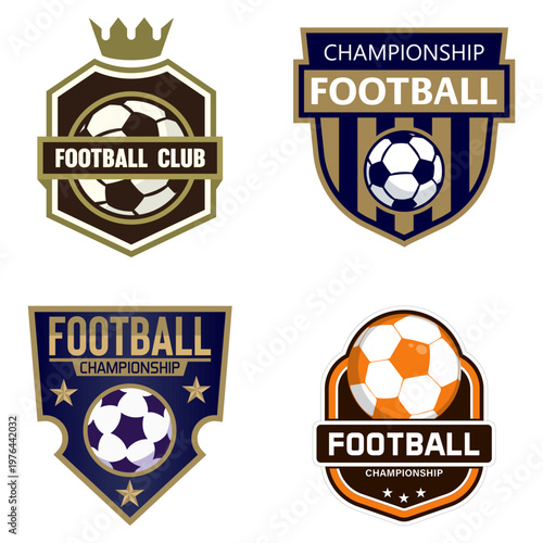 Football Championship Badges: A vibrant collection of emblem designs capturing the essence of football, perfect for sports-themed projects.