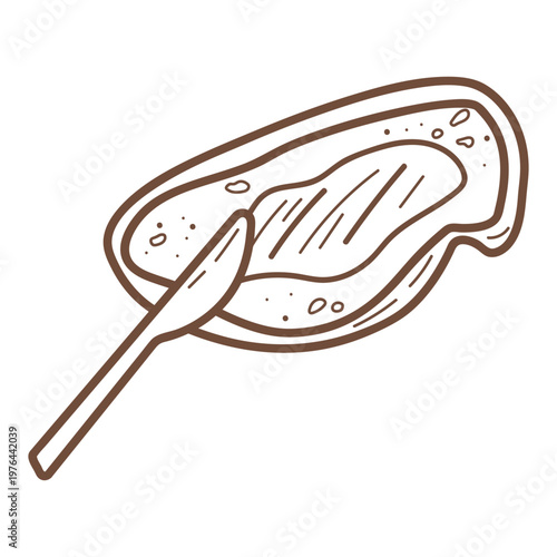 Line art icon bread with jam hand drawn breakfast food illustration. Vector isolated