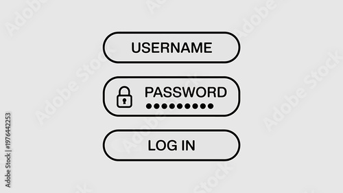 Login form with username password and log in buttons on gray background