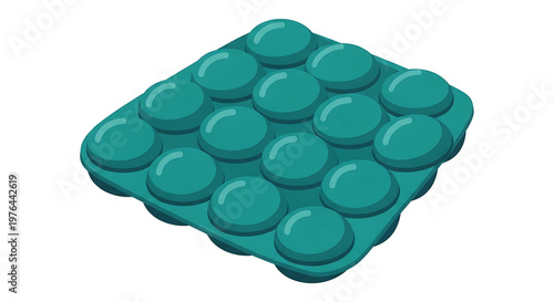A teal-colored pop it fidget toy with multiple bubbles on a white background